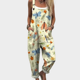 Theodora | Dungarees with Delicate Nature Print