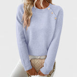 Roxanne – Elegant Asymmetrical Jumper with Button Detail