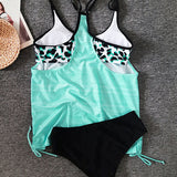 Augustus - Solid Colour Tankini with Leopard Print