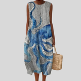 Marina | Blue Dress with Octopus Motif