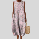 Rosalind | Pink Dress with Watercolor Pattern