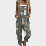 Annarosa | Dungarees with Grey Llama Print