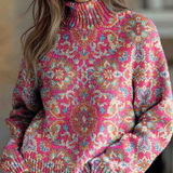 Vandra | Elegant Women's Retro Sweaters with Ethnic Floral Pattern
