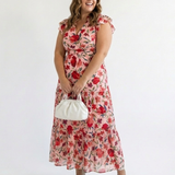 Lila - Floral V-Neck Tiered Midi Dress