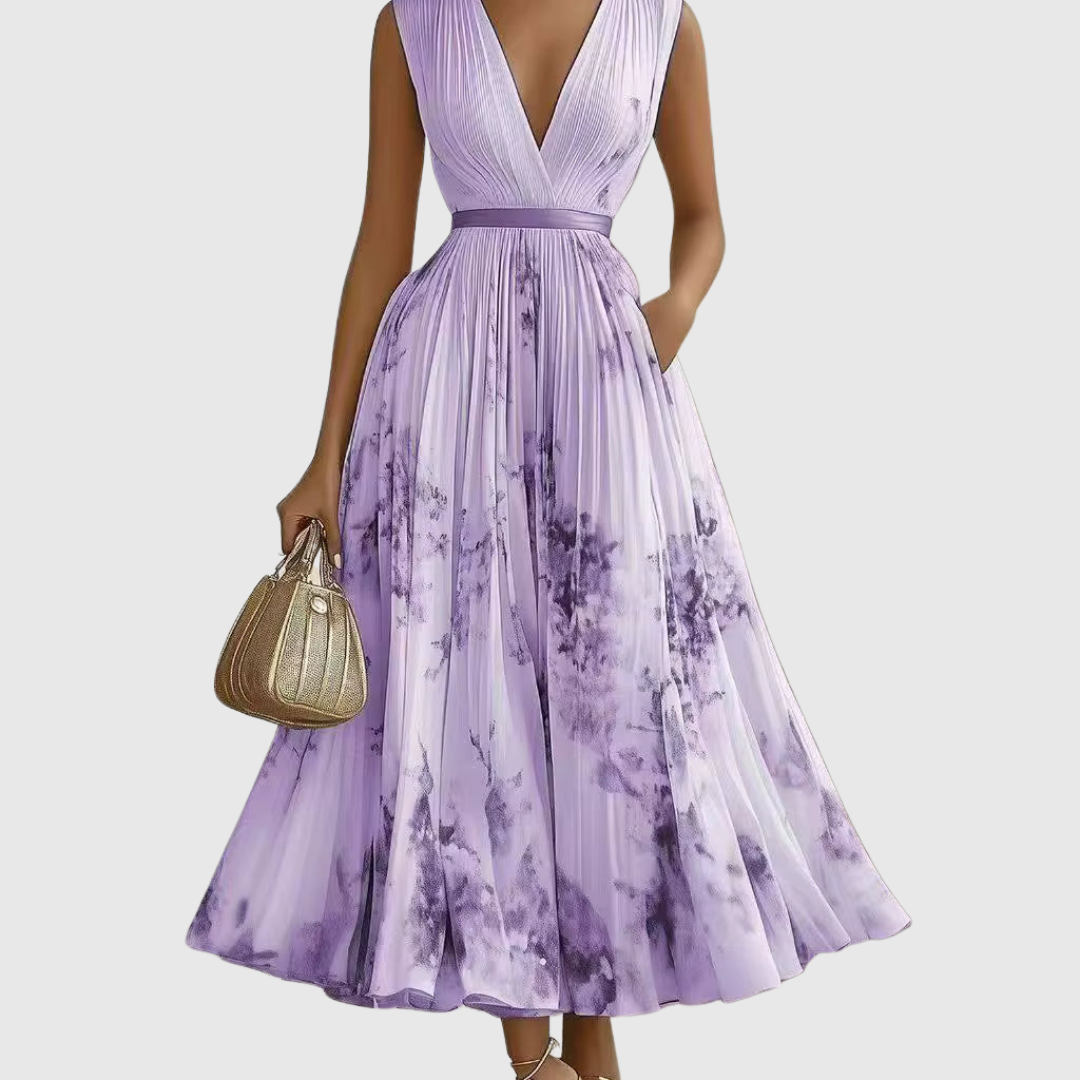 Rowella - Elegant Pleated Maxi Dress