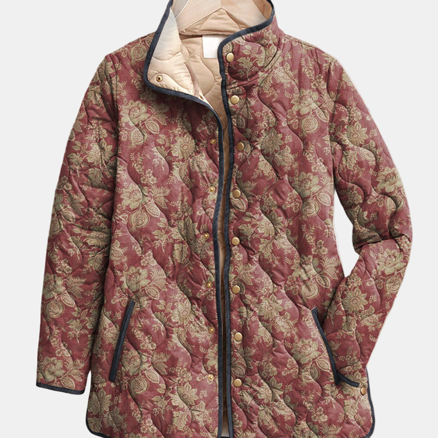 Amaya - Vintage Floral Print Quilted Jacket