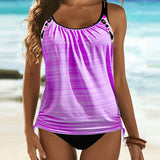 Augustus - Solid Colour Tankini with Leopard Print