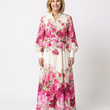 Kennedy - Long Sleeve Floral Belted Maxi Dress
