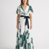 Madison - Flutter Sleeve Belted Maxi Dress