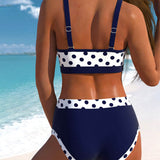 Liesbeth - High-Waisted Polka Dot Bikini with Patchwork Design