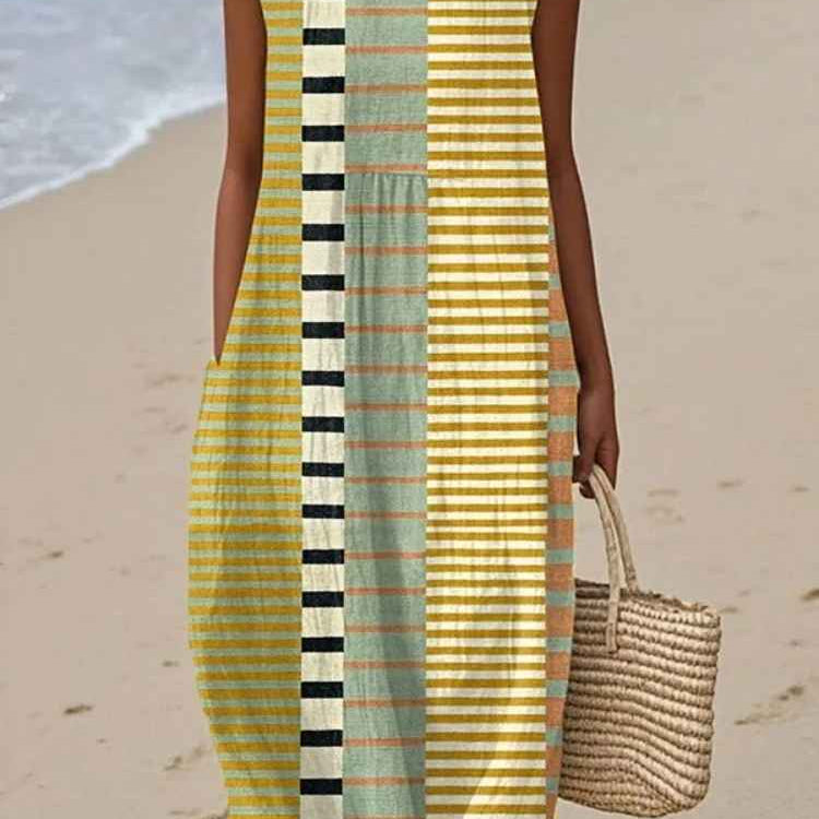 Rosenda - Summer Dress with Abstract Geometric Print