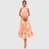 Aurora – Halter Neck Watercolour Maxi Dress