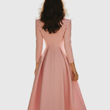 Ceryth - Elegant Pleated Blazer Midi Dress