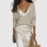 Betsy – Satin Midi Dress with Matching Jumper Set