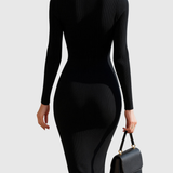 Eadwine | Zip-Front Ribbed Knit Midi Dress