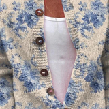 Women's Lovely Floral Art Print Buttoned Cardigan Sweater