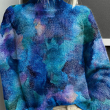 Iryn | Elegant Knit Turtleneck with Abstract Floral Pattern