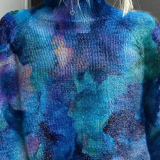 Iryn | Elegant Knit Turtleneck with Abstract Floral Pattern