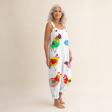 Leontine | Dungarees with Artistic Bird Print