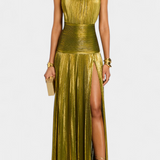 Emily – Metallic Halter Backless Dress