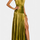 Emily – Metallic Halter Backless Dress