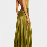 Emily – Metallic Halter Backless Dress
