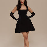 Lucky | Mini Black Velvet Dress