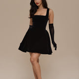 Lucky | Mini Black Velvet Dress