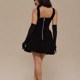 Lucky | Mini Black Velvet Dress