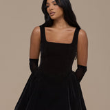 Lucky | Mini Black Velvet Dress
