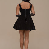 Lucky | Mini Black Velvet Dress