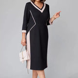 Fenna Grace | Elegant V-Neck Midi Dress