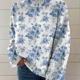 Milka | Floral Pattern with Artistic Print Turtleneck