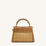 Elise Woven Top Handle Bag - Brown