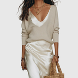 Eleanor – Satin Midi Dress with Matching Knit