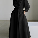 Brynn | Elegant Polo Collar A-Line Maxi Dress