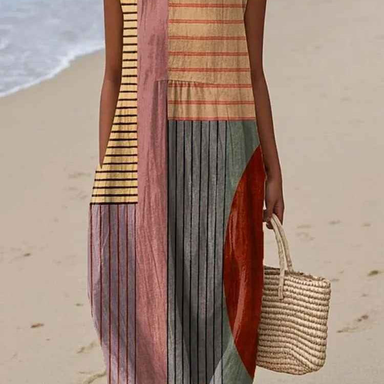 Rosenda - Summer Dress with Abstract Geometric Print