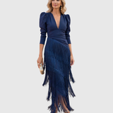 Sophia – Fringed Detail V-Neck Dress