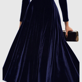 Sibella - Navy Long-Sleeve Midi Dress