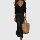 Betsy – Satin Midi Dress with Matching Jumper Set