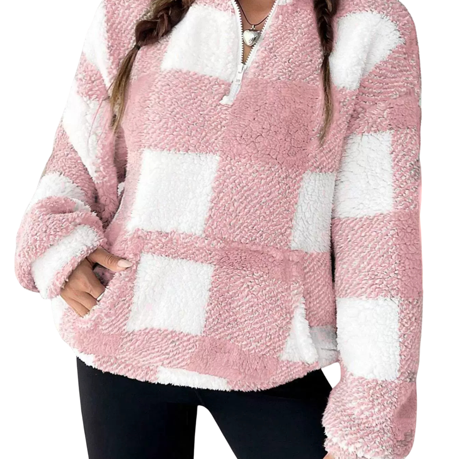 HILARY™ – Casual Plaid Half Zip Pullover