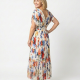 Savannah - Short Sleeve Pleated Floral Midi Dress