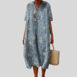 Harriet | Blue Dress with Floral Pattern