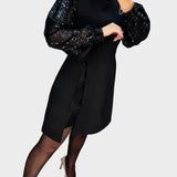 Ivy - Elegant Dress with Shimmering Puff Sleeves