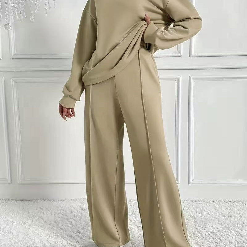 AMBRA™ - Casual Long Sleeve Sweatshirt and High Waist Pants Set