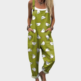 Zenobia | Dungarees with Playful Cockerel Print