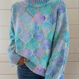 Celeste – Artistic Geometric Knit Turtleneck
