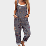 Roswitha | Dungarees with Grey Floral Print