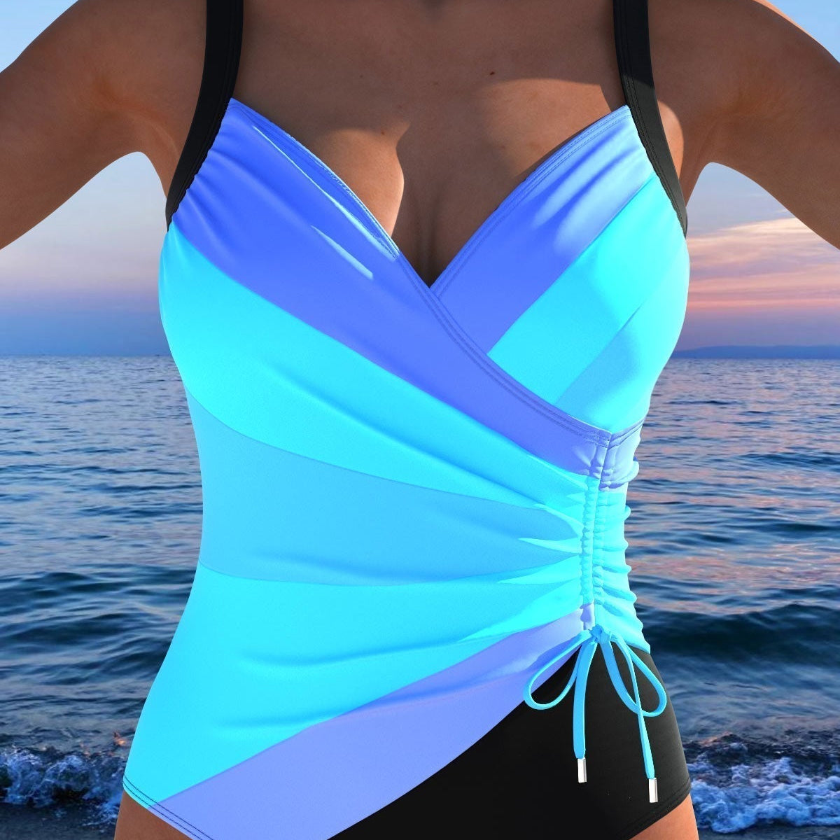 Luxurious Wrap Swimsuit with Colourful Print