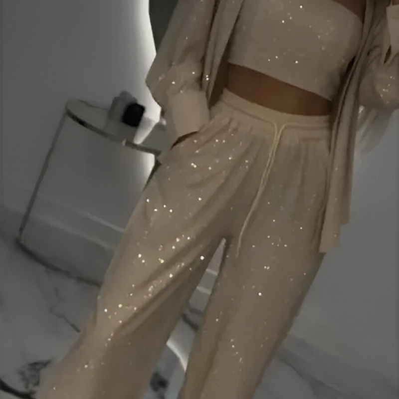 Fioralba | Sequin Lounge Set – Three Piece